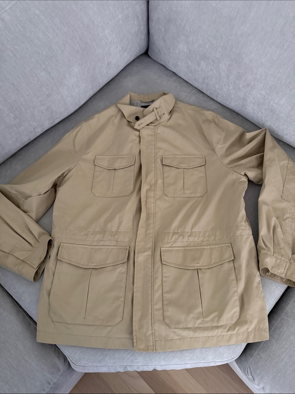 Brooks Brothers Beige Field Jacket with Four Front Pockets